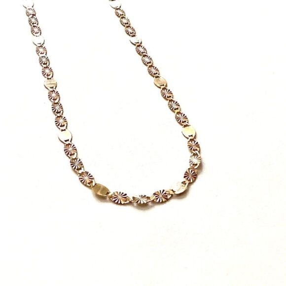 14k solid Yellow White Rose Gold Necklace DC Star Tri Color Solid 3 mm 22" - Picture 5 of 6